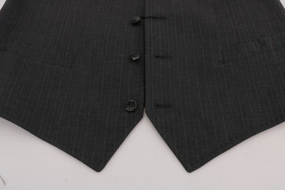 Dolce &amp; Gabbana Graue gestreifte Baumwoll-Strickjacke STAFF