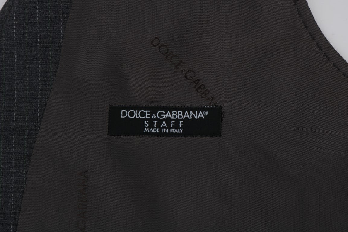 Dolce &amp; Gabbana Graue gestreifte Baumwoll-Strickjacke STAFF