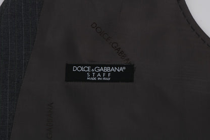 Dolce &amp; Gabbana Graue gestreifte Baumwoll-Strickjacke STAFF