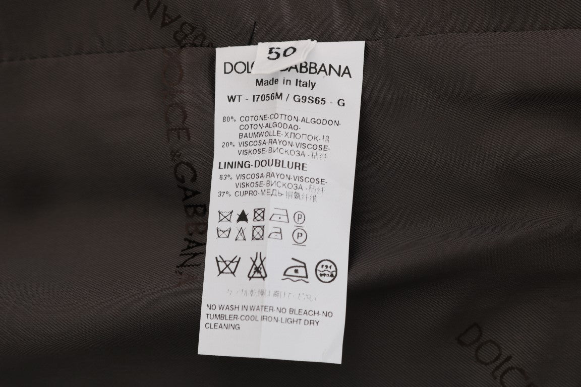 Dolce &amp; Gabbana Graue gestreifte Baumwoll-Strickjacke STAFF
