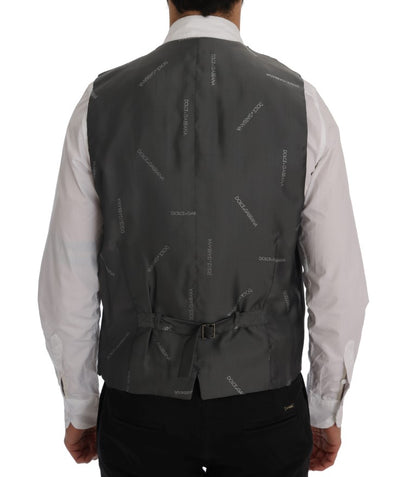 Dolce &amp; Gabbana Graue gestreifte Baumwoll-Strickjacke STAFF