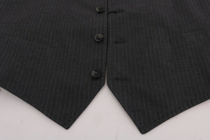 Dolce &amp; Gabbana Graue gestreifte Baumwoll-Strickjacke STAFF