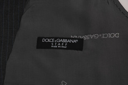 Dolce &amp; Gabbana Graue gestreifte Baumwoll-Strickjacke STAFF