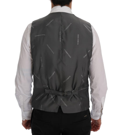 Dolce &amp; Gabbana Graue gestreifte Baumwoll-Strickjacke STAFF