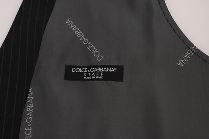 Dolce &amp; Gabbana Graue gestreifte Baumwoll-Strickjacke STAFF