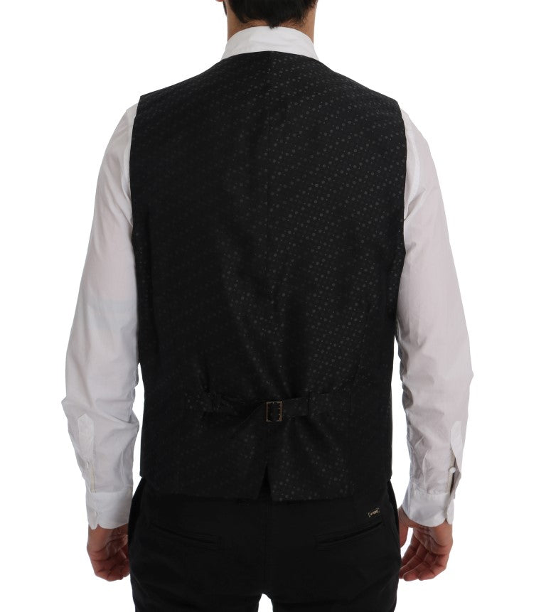 Dolce &amp; Gabbana Graue gestreifte Baumwoll-Strickjacke STAFF
