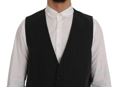 Dolce &amp; Gabbana Graue gestreifte Baumwoll-Strickjacke STAFF