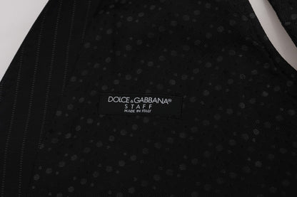 Dolce &amp; Gabbana Graue gestreifte Baumwoll-Strickjacke STAFF