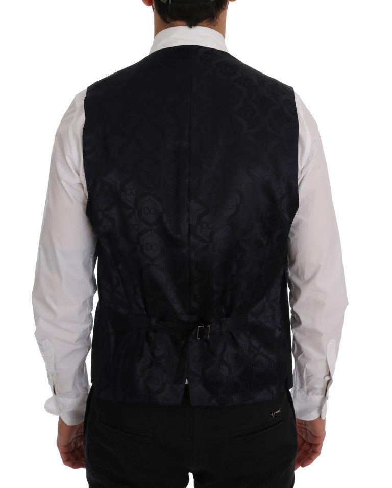 Dolce &amp; Gabbana – Schwarze, gestreifte Strickjacke aus Wolle „STAFF“