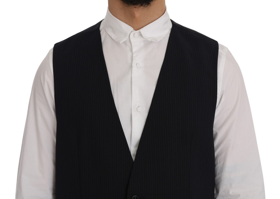 Dolce &amp; Gabbana – Schwarze, gestreifte Strickjacke aus Wolle „STAFF“