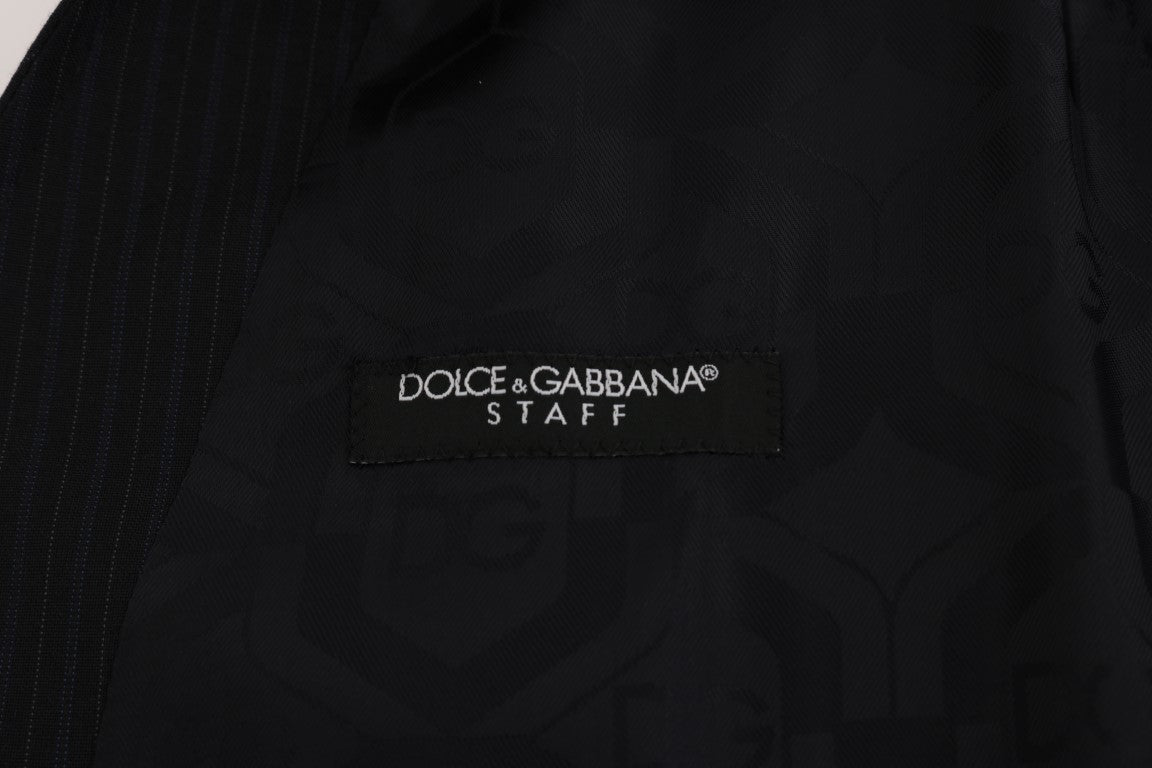 Dolce &amp; Gabbana – Schwarze, gestreifte Strickjacke aus Wolle „STAFF“