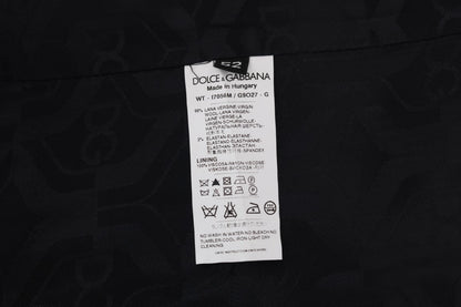 Dolce &amp; Gabbana – Schwarze, gestreifte Strickjacke aus Wolle „STAFF“