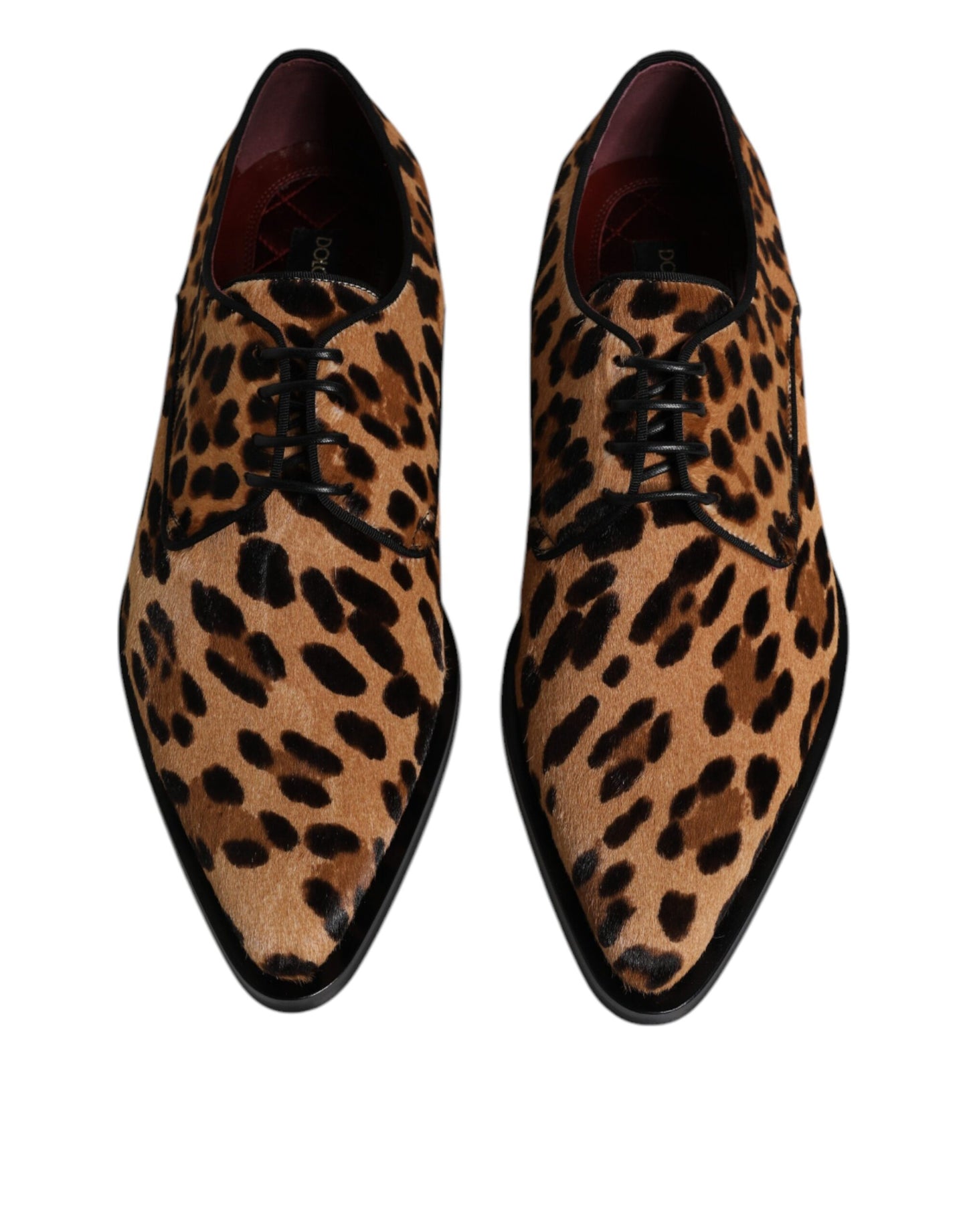 Dolce &amp; Gabbana – Braune Derby-Schuhe mit Leopardenmuster für formelle Herren