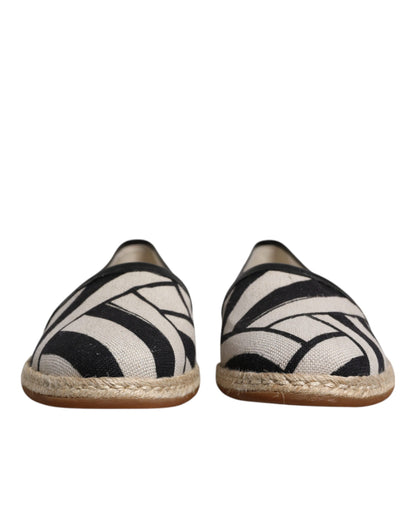 Dolce &amp; Gabbana – Espadrille-Schuhe zum Hineinschlüpfen in Schwarz und Weiß mit Streifen