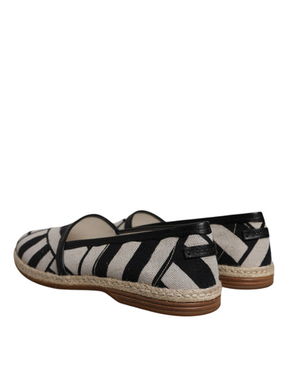 Dolce &amp; Gabbana – Espadrille-Schuhe zum Hineinschlüpfen in Schwarz und Weiß mit Streifen