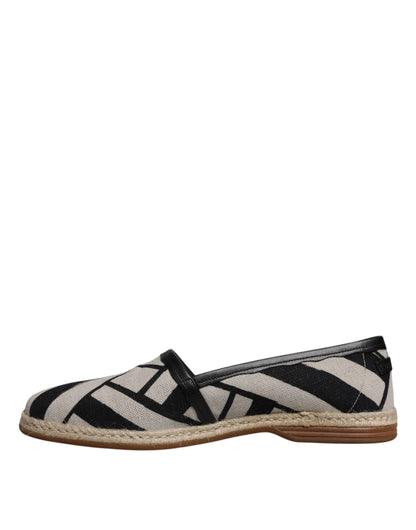 Dolce &amp; Gabbana – Espadrille-Schuhe zum Hineinschlüpfen in Schwarz und Weiß mit Streifen