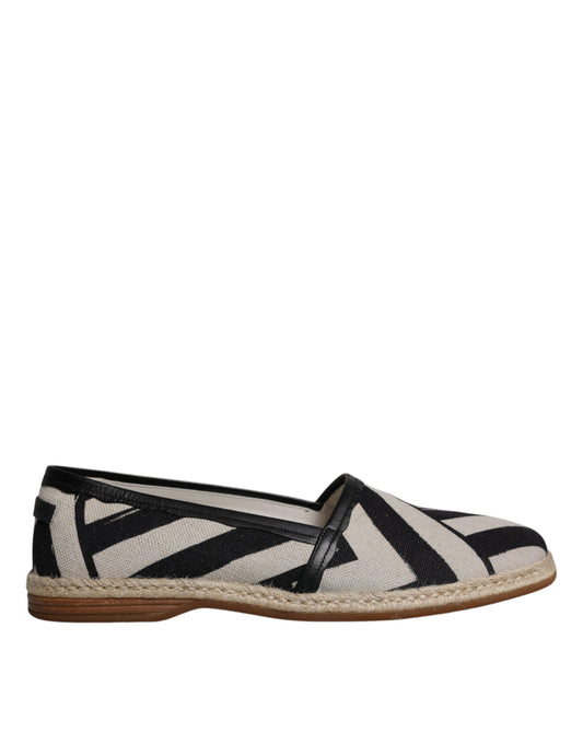 Dolce &amp; Gabbana – Espadrille-Schuhe zum Hineinschlüpfen in Schwarz und Weiß mit Streifen