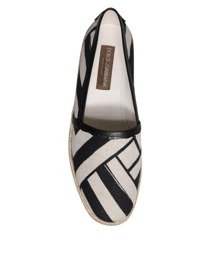 Dolce &amp; Gabbana – Espadrille-Schuhe zum Hineinschlüpfen in Schwarz und Weiß mit Streifen