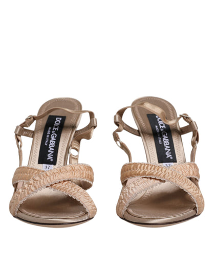 Dolce &amp; Gabbana Beige Keira Slingback Heels Sandalen Schuhe