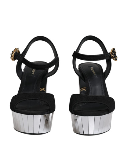 Dolce &amp; Gabbana Schwarze Spiegel-Plateau-Sandalen