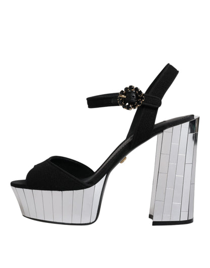 Dolce &amp; Gabbana Schwarze Spiegel-Plateau-Sandalen