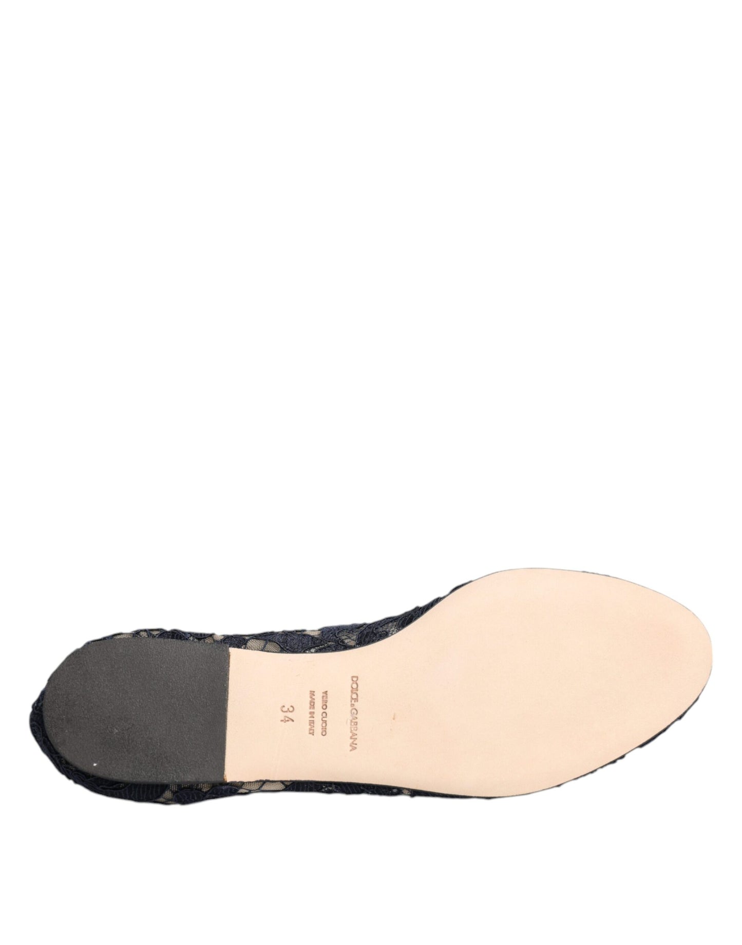 Dolce &amp; Gabbana – Blaue Taormina-Ballerinas mit Spitzenkristallen