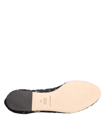 Dolce &amp; Gabbana – Blaue Taormina-Ballerinas mit Spitzenkristallen