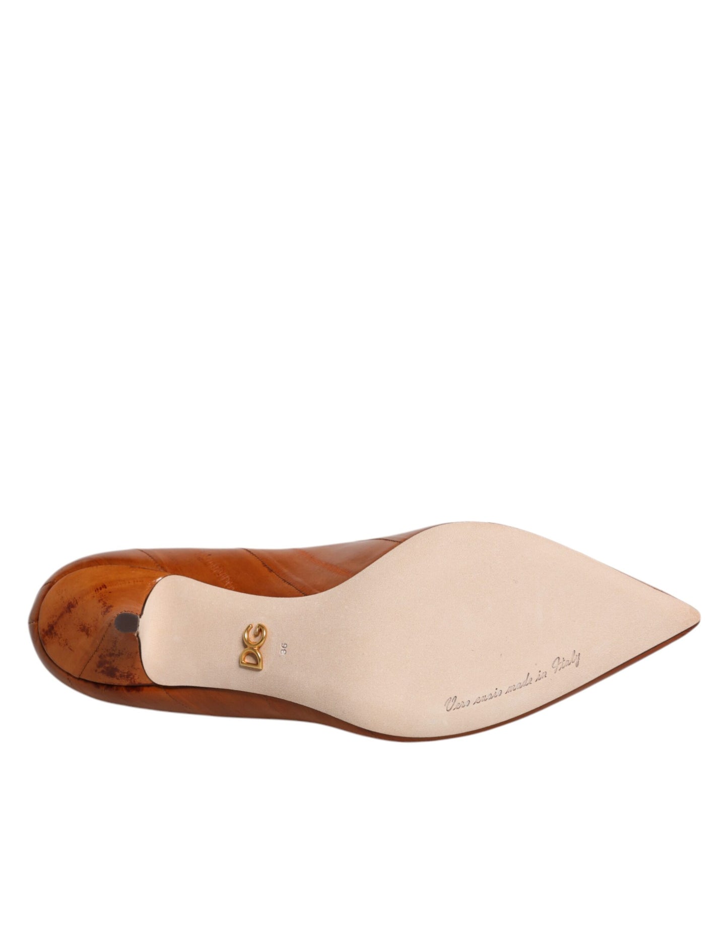 Dolce &amp; Gabbana – Pumps aus braunem Leder mit Kitten Heels