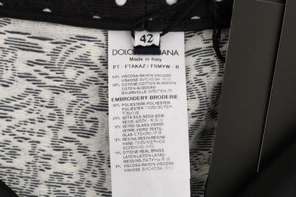 Dolce &amp; Gabbana – Schwarze Hose mit gepunktetem Sicily-Kristallmuster