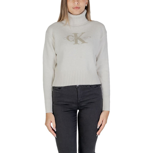 Calvin Klein Jeans – Cremefarbener Baumwollpullover