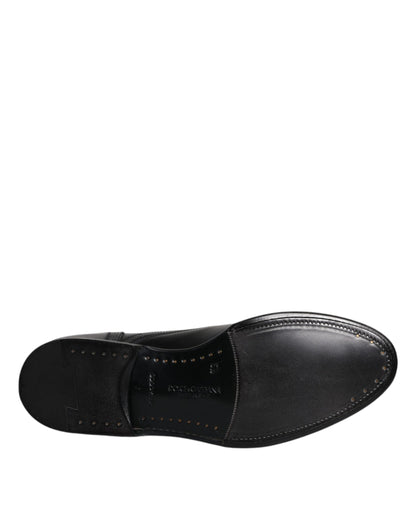 Dolce &amp; Gabbana – Formelle Derby-Schuhe aus schwarzem Leder mit Flügelkappe