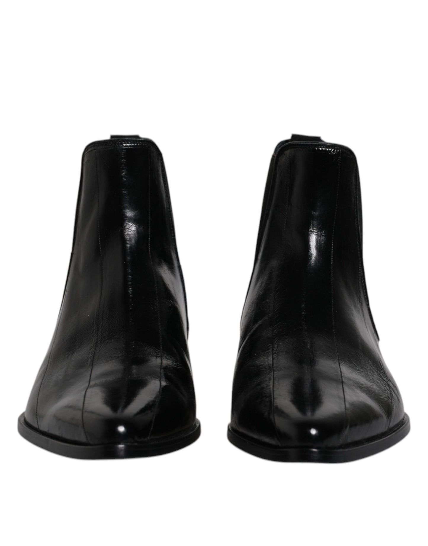 Dolce &amp; Gabbana Black Leather Chelsea Men Ankle Boots Shoes