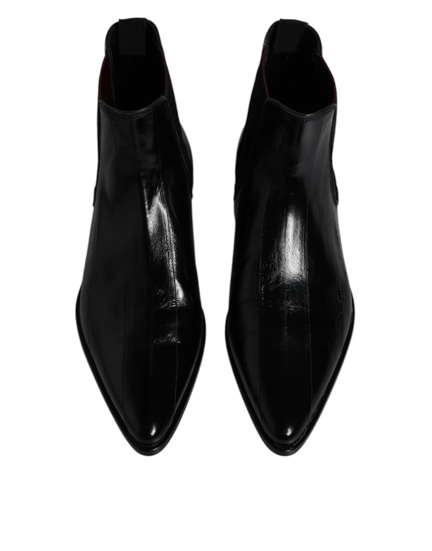 Dolce &amp; Gabbana Black Leather Chelsea Men Ankle Boots Shoes