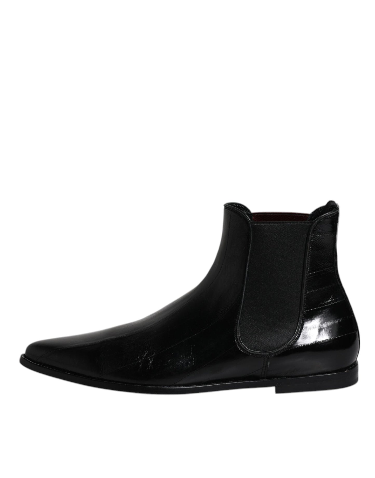 Dolce &amp; Gabbana Black Leather Chelsea Men Ankle Boots Shoes