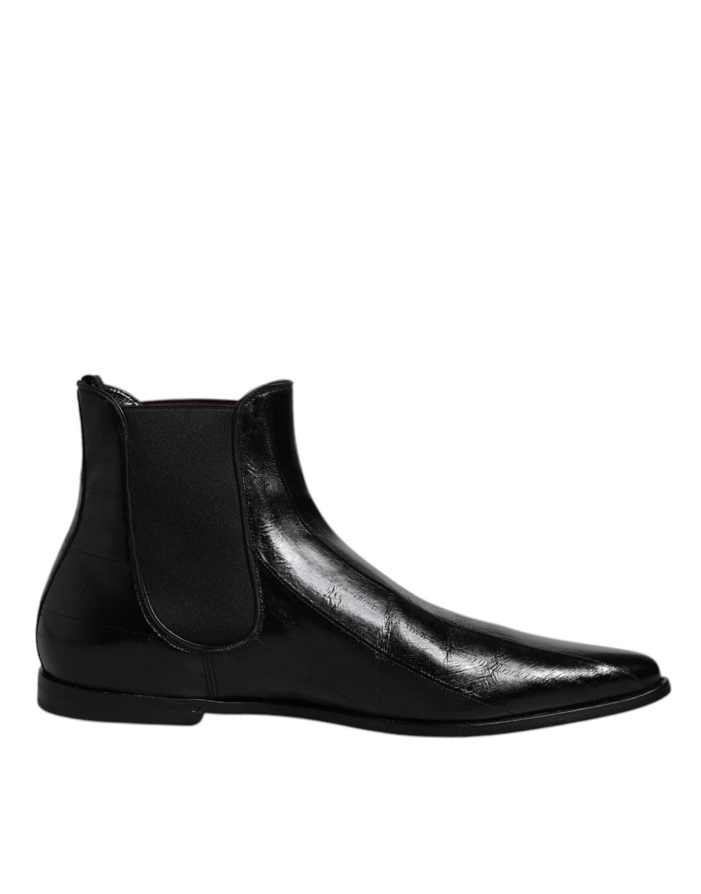 Dolce &amp; Gabbana Black Leather Chelsea Men Ankle Boots Shoes