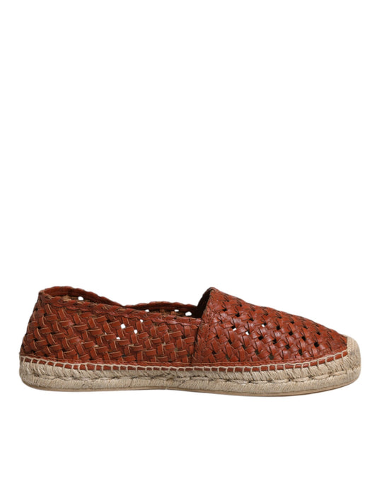Dolce &amp; Gabbana Kastanienbraune Espadrilles aus gewebtem Leder für Herren