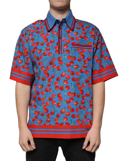 Dolce &amp; Gabbana – Blaues Poloshirt aus Baumwolle mit Kragen für Herren