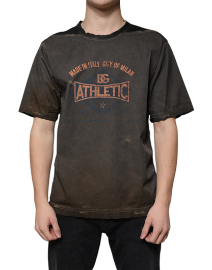 Dolce &amp; Gabbana Brown Graphic Print Cotton Round Neck T-shirt
