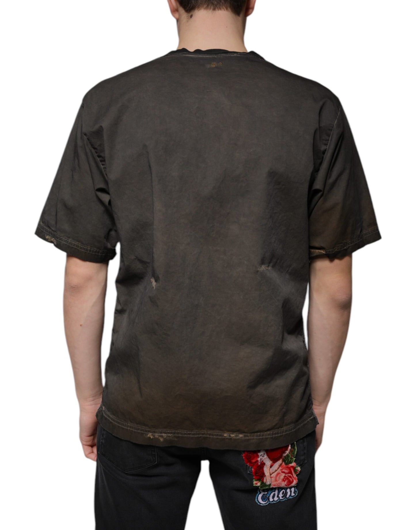 Dolce &amp; Gabbana Brown Graphic Print Cotton Round Neck T-shirt