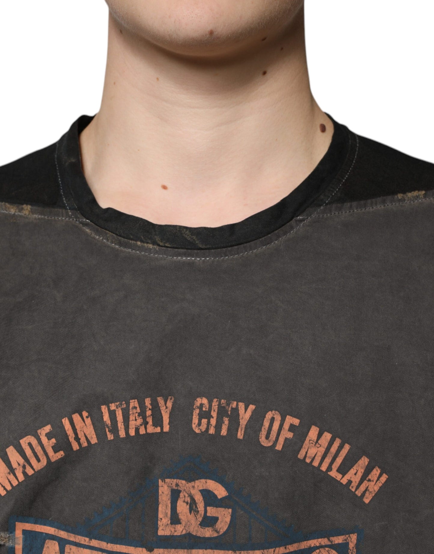 Dolce &amp; Gabbana Brown Graphic Print Cotton Round Neck T-shirt