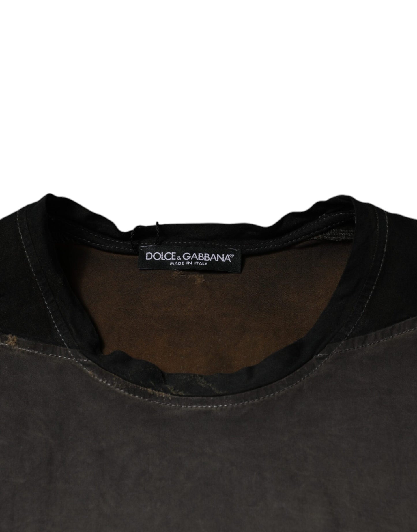 Dolce &amp; Gabbana Brown Graphic Print Cotton Round Neck T-shirt
