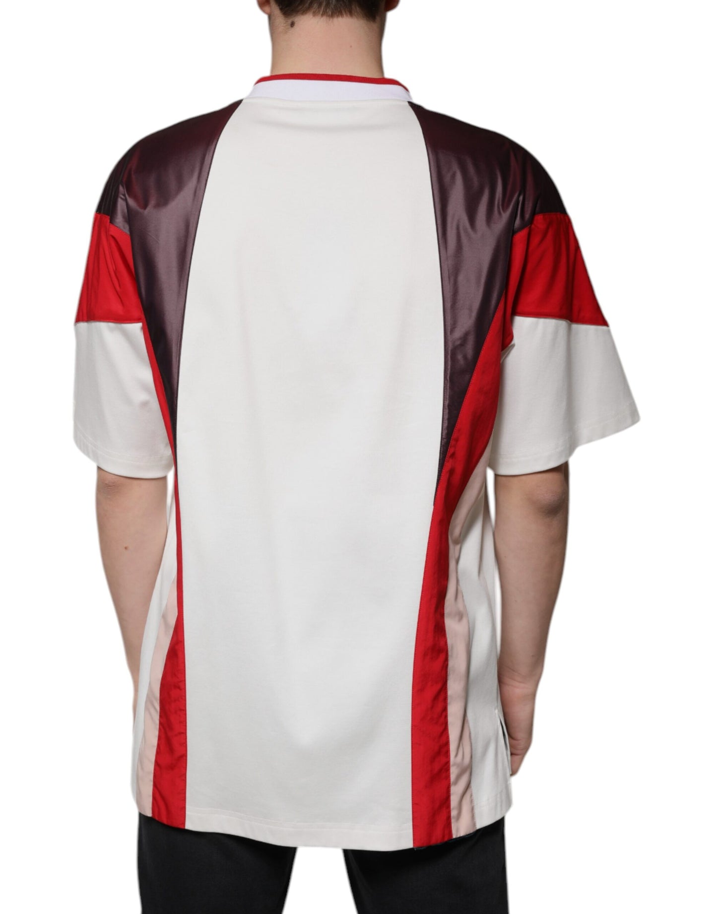 Dolce &amp; Gabbana Multicolor Logo Jersey Cotton V-neck T-shirt