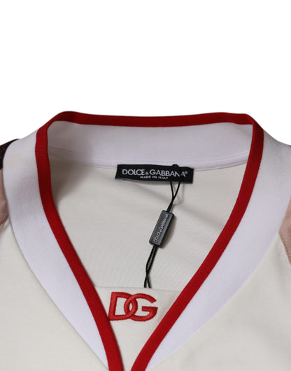 Dolce &amp; Gabbana Multicolor Logo Jersey Cotton V-neck T-shirt