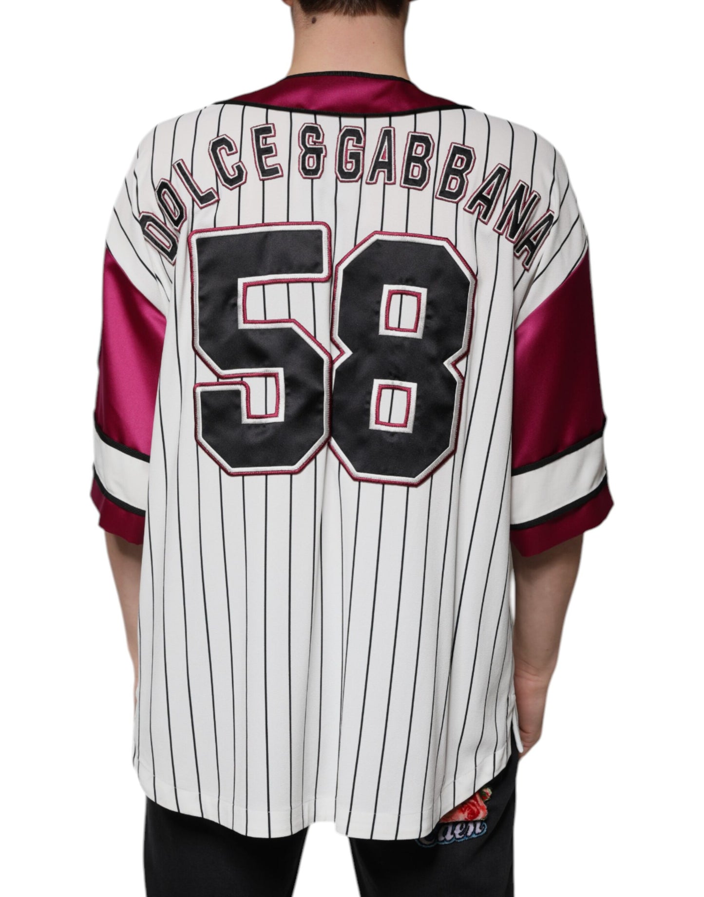 Dolce &amp; Gabbana Multicolor Logo Jersey Button V-neck T-shirt