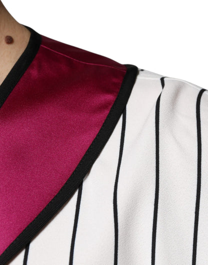 Dolce &amp; Gabbana Multicolor Logo Jersey Button V-neck T-shirt