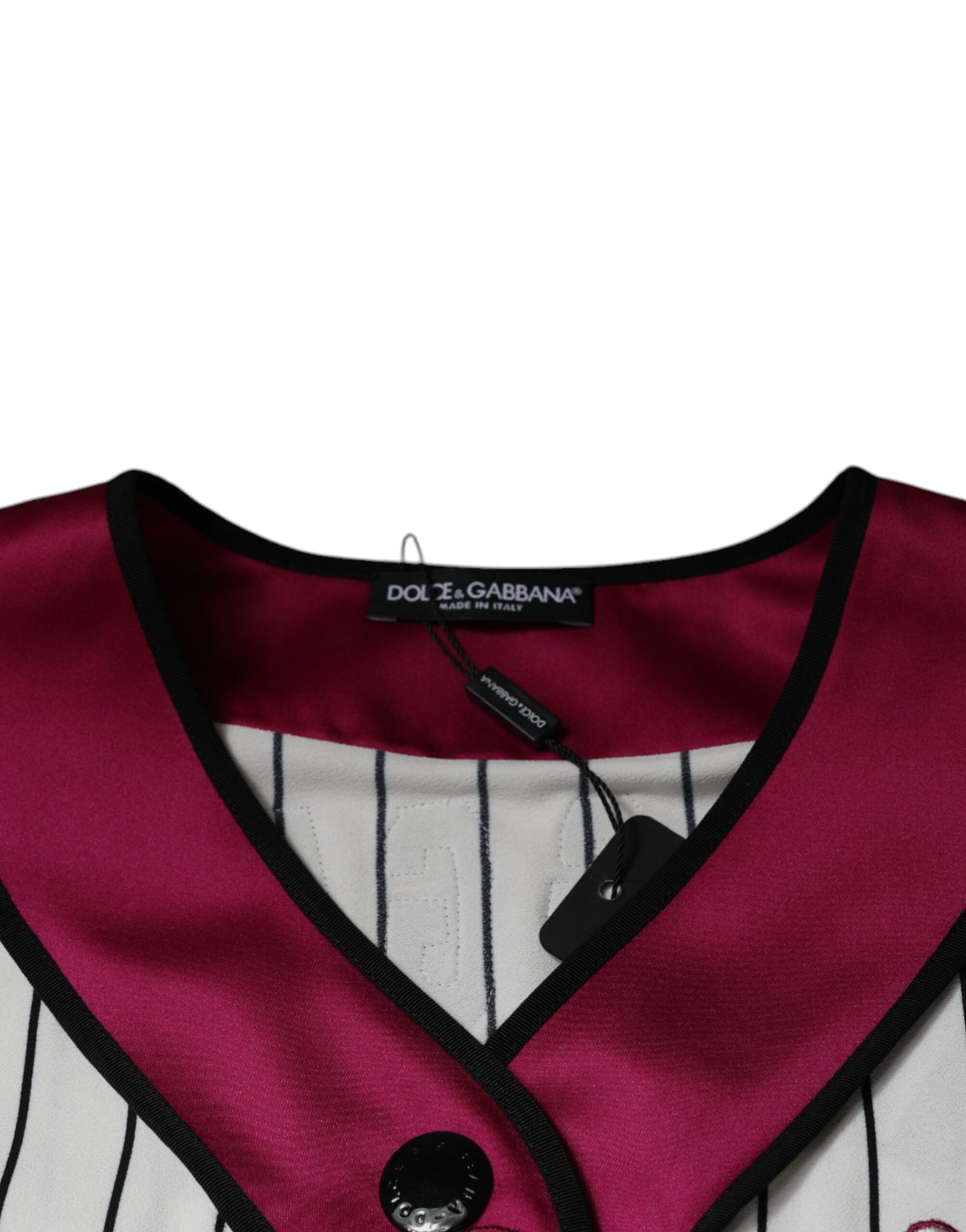 Dolce &amp; Gabbana Multicolor Logo Jersey Button V-neck T-shirt