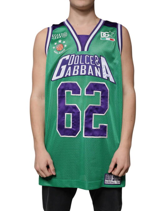 Dolce &amp; Gabbana Green Polyester Jersey Sleeveless T-shirt