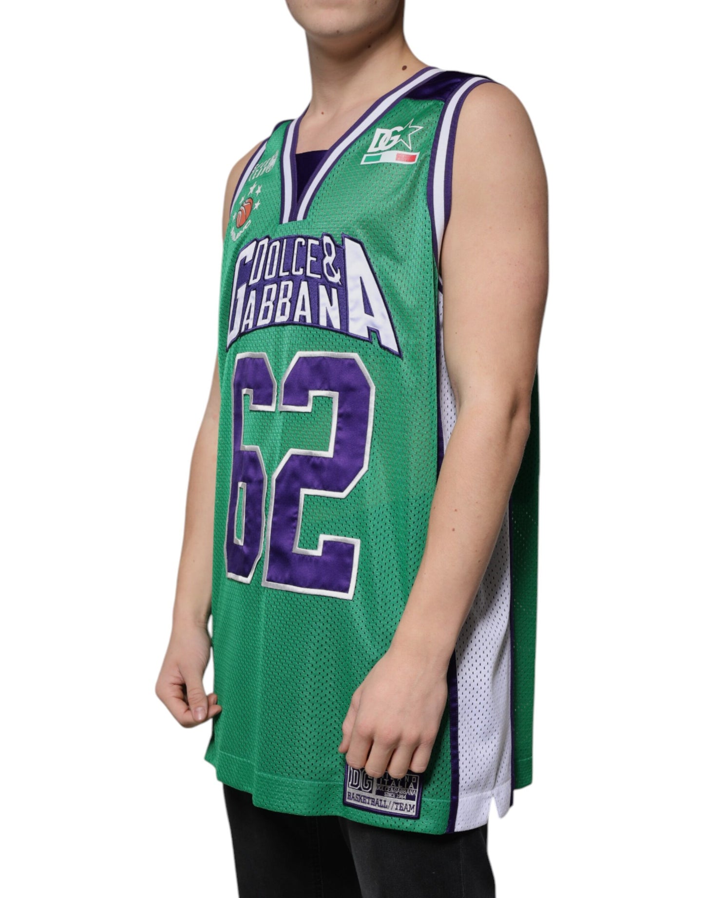 Dolce &amp; Gabbana Green Polyester Jersey Sleeveless T-shirt