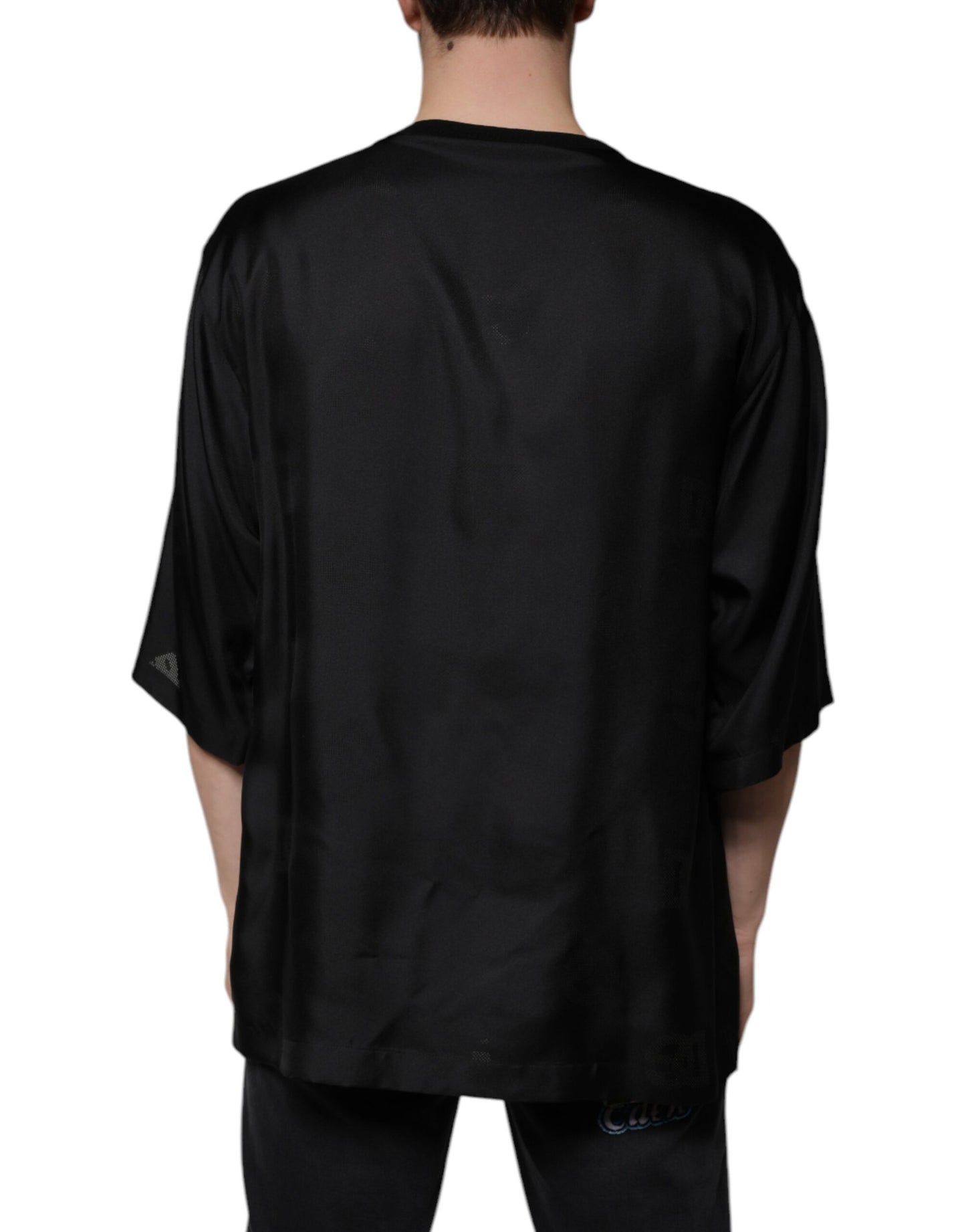 Dolce &amp; Gabbana Black Cotton Square Neck Short Sleeve T-shirt