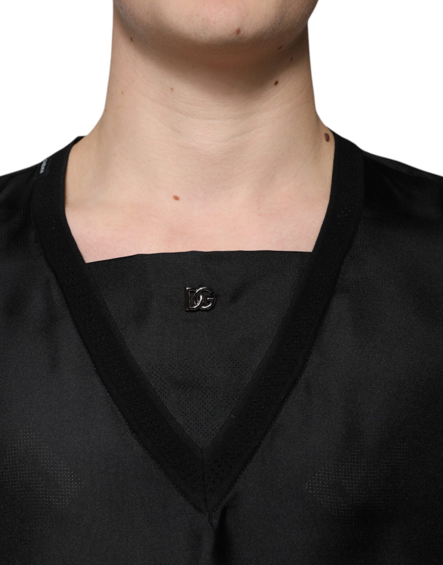 Dolce &amp; Gabbana Black Cotton Square Neck Short Sleeve T-shirt